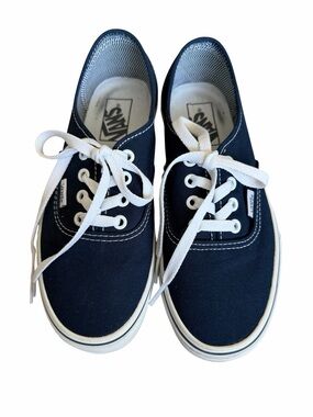 Vans Navy Canvas Low-Top Sneakers with White Trim